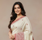 Barfi Pennal Exclusive Fancy Saree with Blouse – Elegant Cream & Maroon Designer Wear