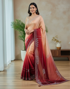 Nimantran Exclusive Fancy Party Wear Saree with Blouse – Elegant Maroon with Silver Embroidery