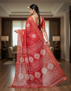 Sundari Bengali Cotton Printed Saree with Blouse – Ethnic Daily Wear in Pink