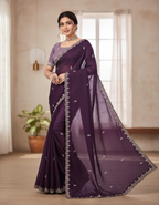 Princess Purple Fancy Party Wear Saree with Blouse – Party and Wedding Wear