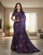 Sarika Purple Fancy Party Wear Saree with Blouse – Ethnic Glamour in Multicolor Embroidery