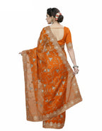 Jwalamukhi Silk Premium Saree in Yellow with Gold Zari Border & Floral Design – Elegant Traditional Wear