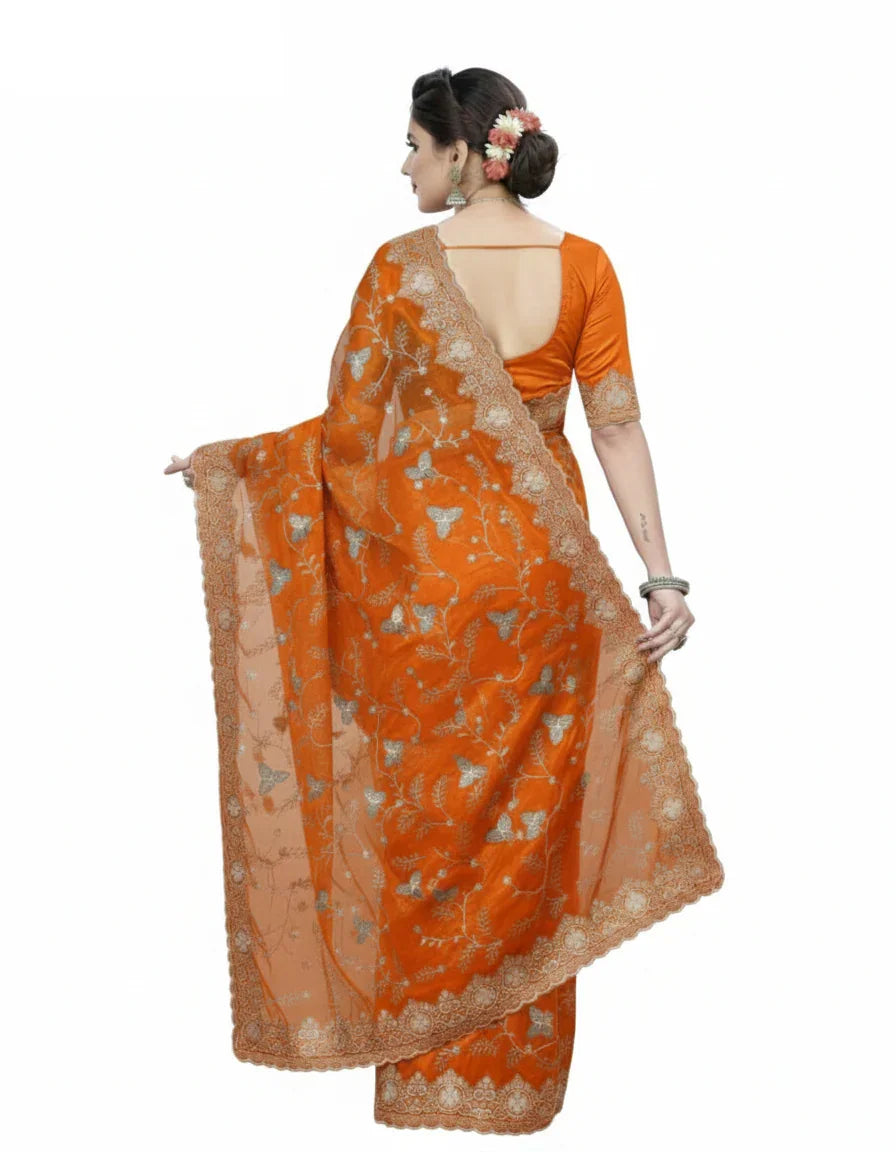 Jwalamukhi Silk Premium Saree in Yellow with Gold Zari Border & Floral Design – Elegant Traditional Wear