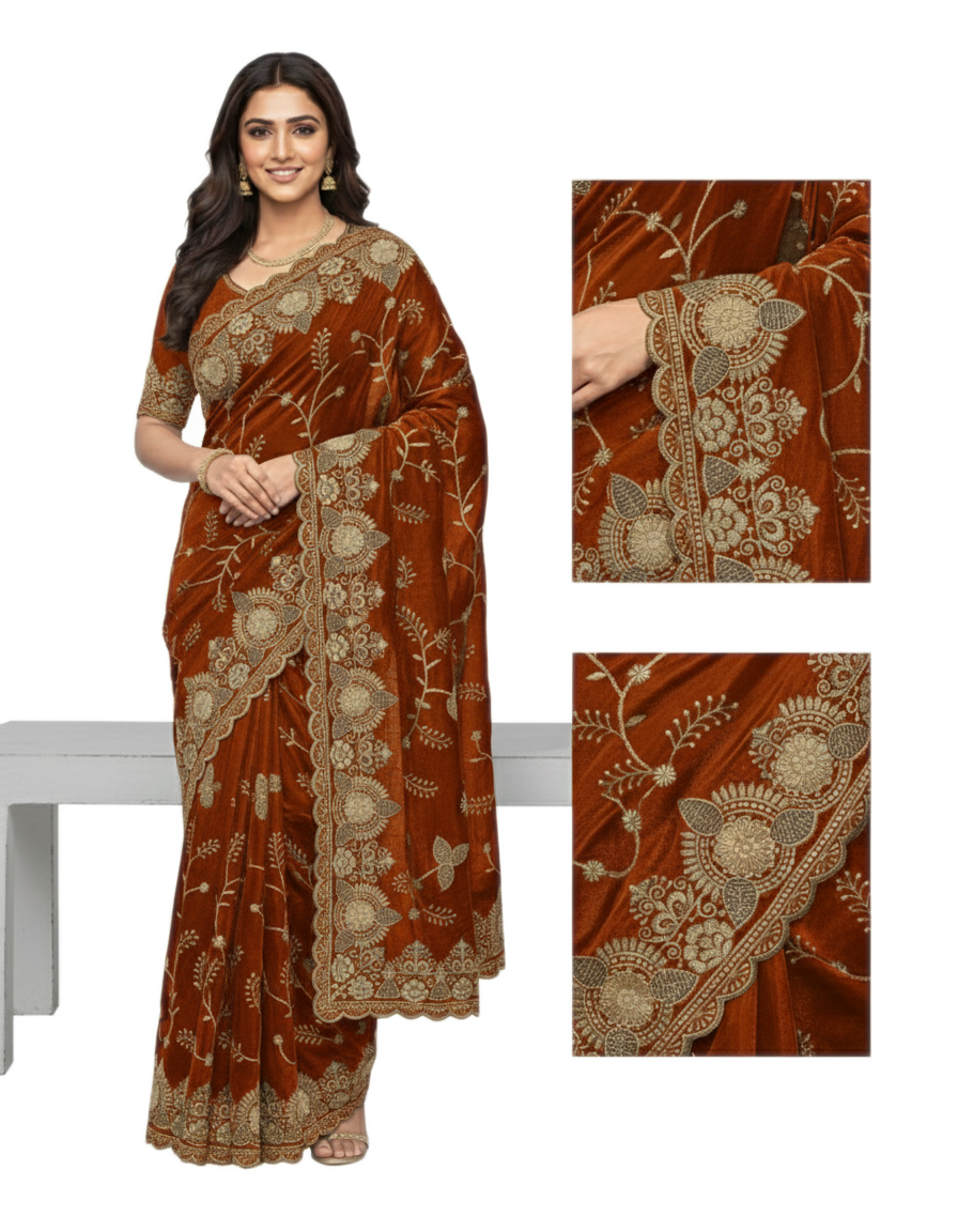 Jwalamukhi Silk Premium Saree in Yellow with Gold Zari Border & Floral Design – Elegant Traditional Wear