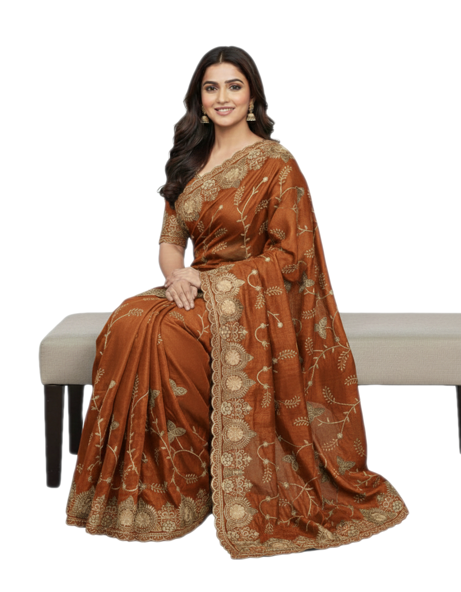 Jwalamukhi Silk Premium Saree in Yellow with Gold Zari Border & Floral Design – Elegant Traditional Wear