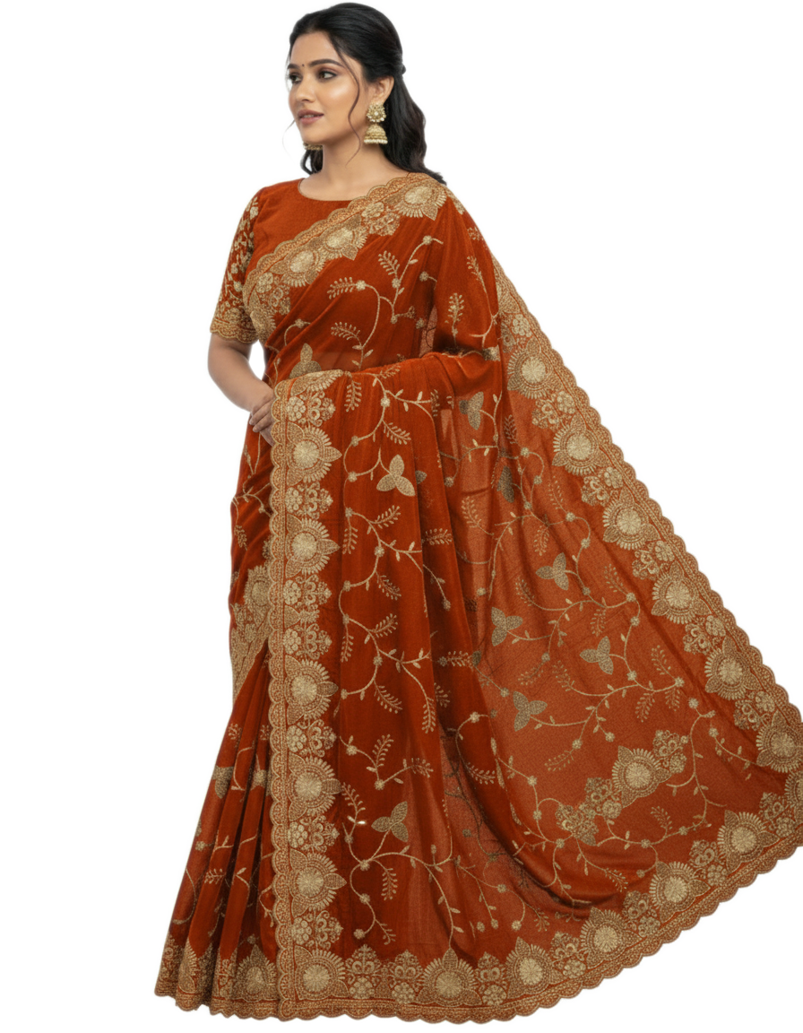 Jwalamukhi Silk Premium Saree in Yellow with Gold Zari Border & Floral Design – Elegant Traditional Wear