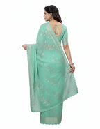 Apsara Silk Premium Saree in Sap Green with Gold Leaf Motifs & Scalloped Border – Elegant Traditional Wear