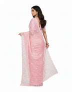 Apsara Silk Premium Saree in Light Pink with Gold Leaf Motifs & Scalloped Border – Elegant Traditional Wear