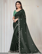 Princess Dark Green Fancy Party Wear Saree with Blouse – Party and Wedding Wear