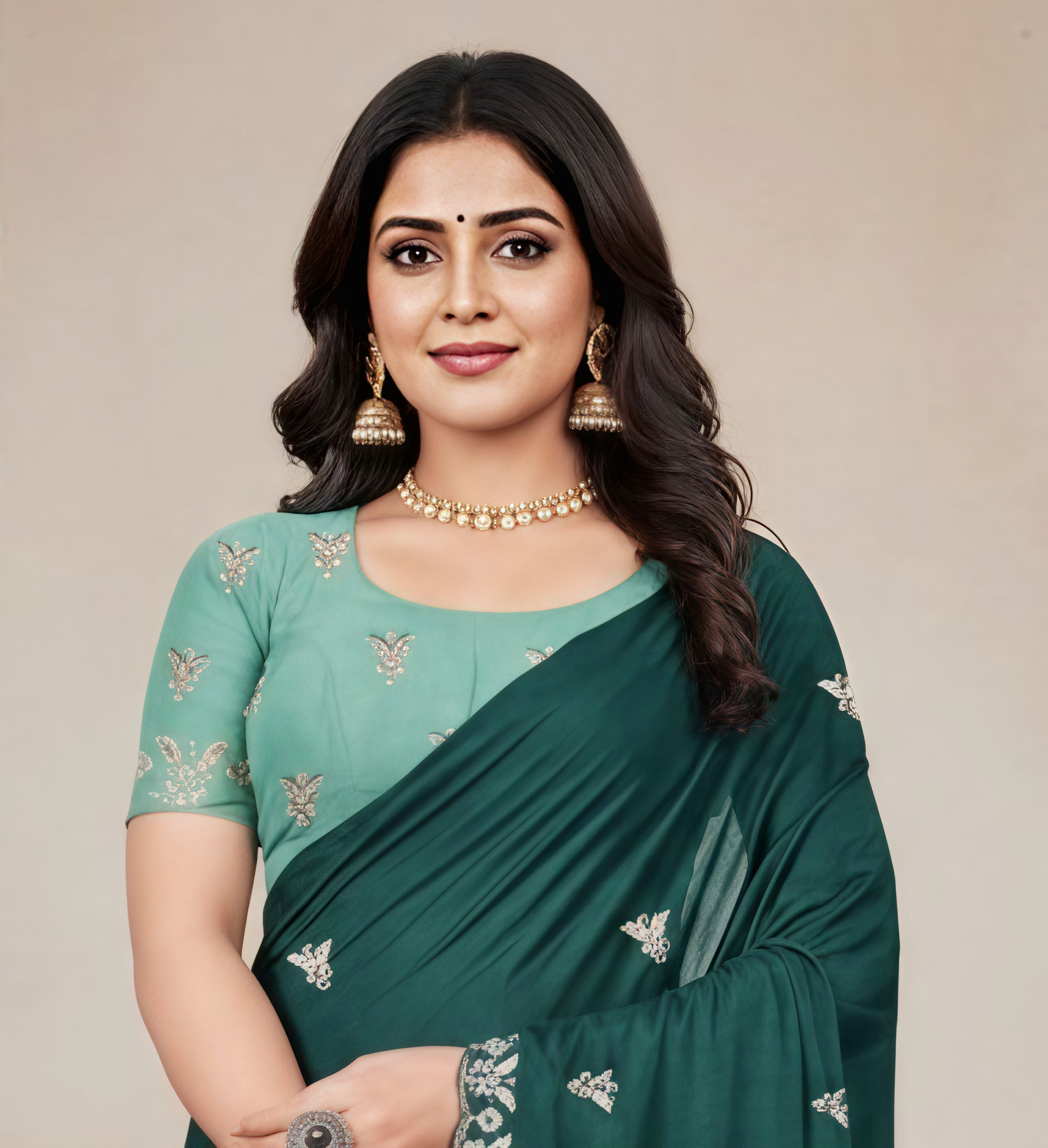 Princess Green Fancy Party Wear Saree with Blouse – Party and Wedding Wear