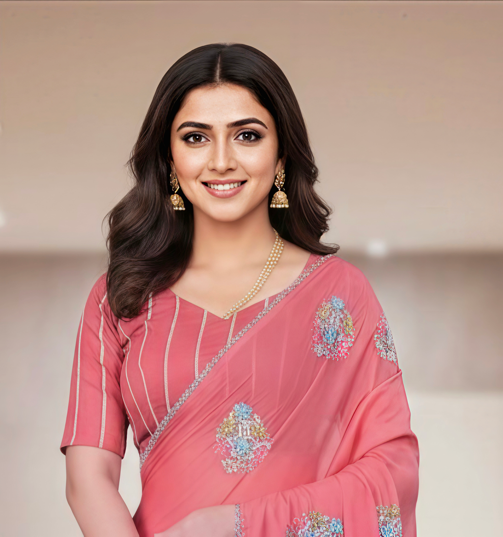 Sarika Gajari Fancy Party Wear Saree with Blouse – Ethnic Glamour in Multicolor Embroidery