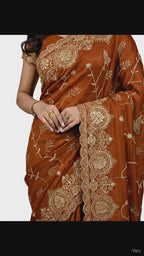 Jwalamukhi Silk Premium Saree in Yellow with Gold Zari Border & Floral Design – Elegant Traditional Wear