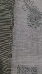 Cream Roll Exclusive Fancy Saree with Blouse – White & Green Floral Elegance