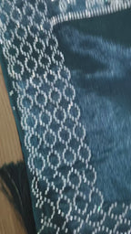 Nimantran Exclusive Fancy Party Wear Saree with Blouse – Elegant Blue with Silver Embroidery