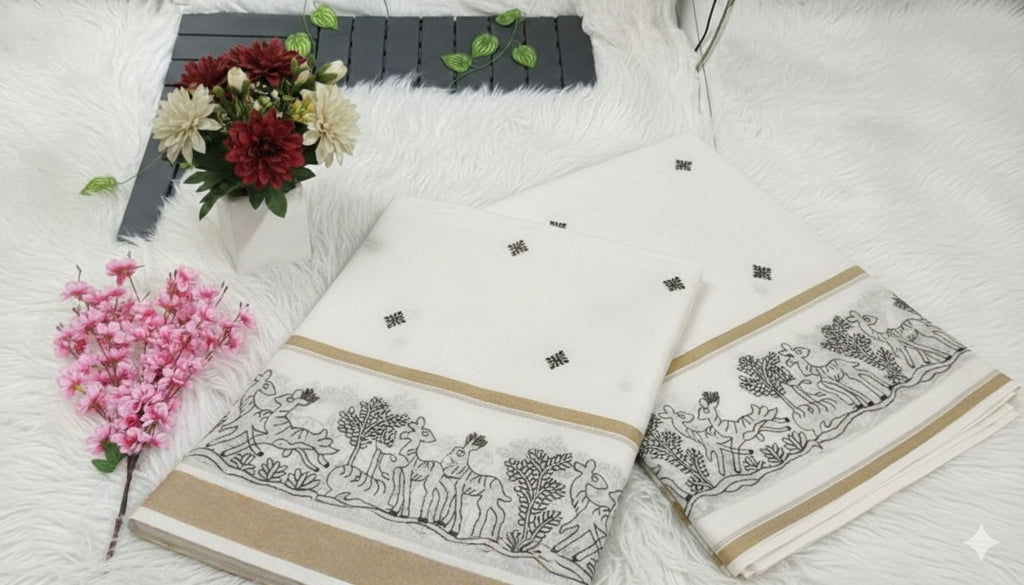 Hiramani Fancy Saree with Blouse | Elegant Ivory Ethnic Wear for Women